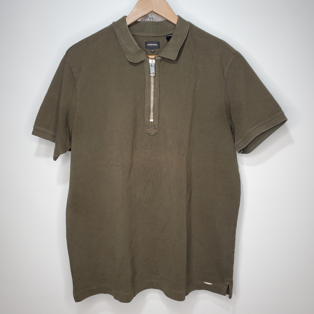 Diesel Forest Green 1/4 Zip Polo Size XL